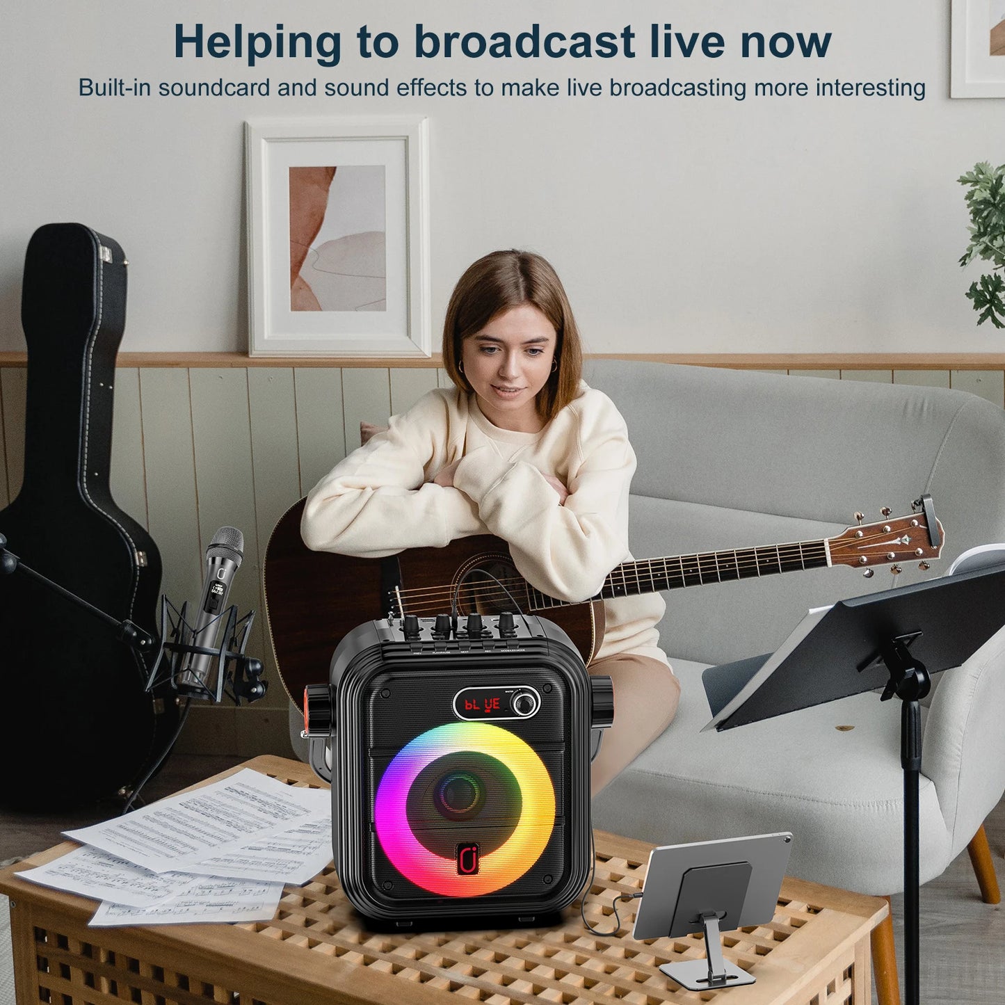 FanFun Portable Bluetooth Speaker with Karaoke and FM Radio