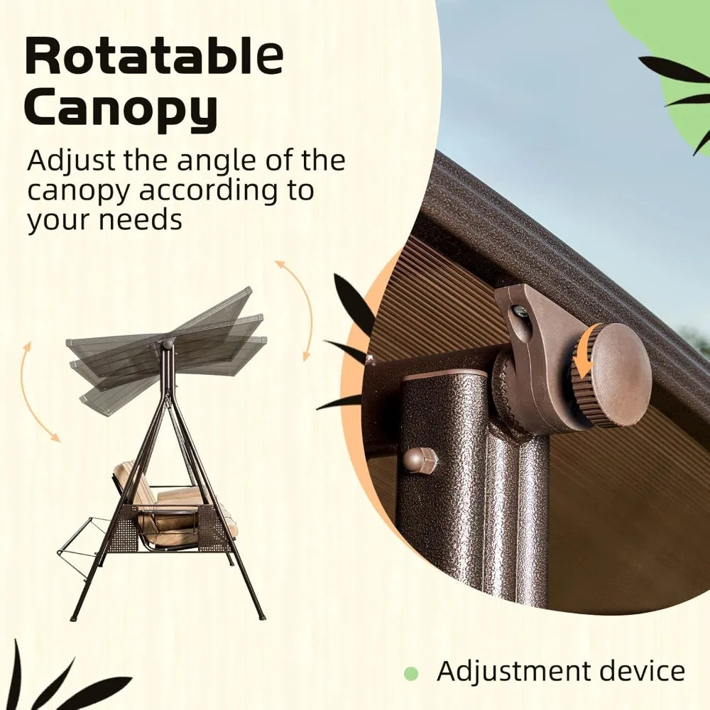 Oversized Outdoor Porch Swing With Hardtop 3 Seat Patio