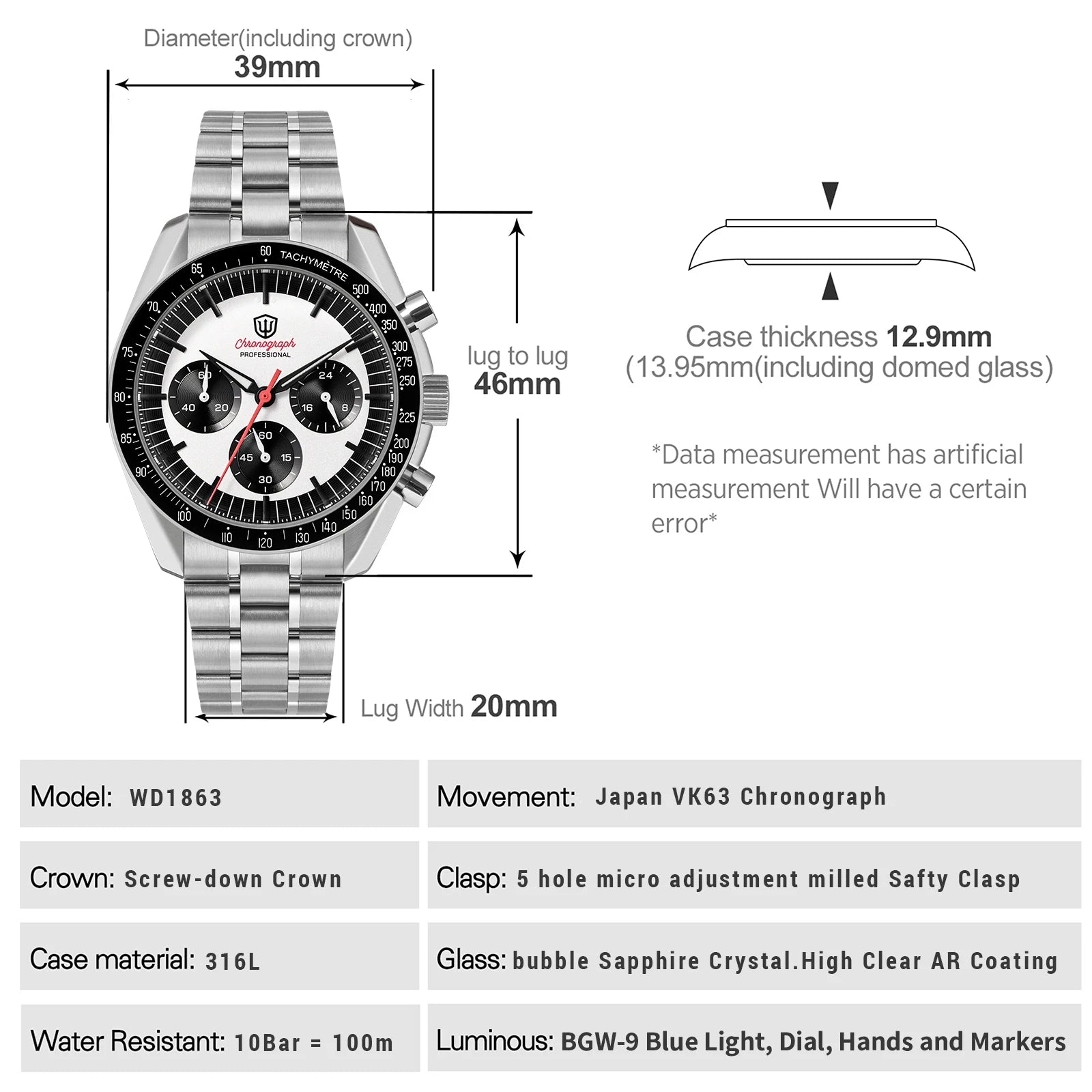 Watchdives WD1863 Vintage Chronograph Quartz Watch - Antland Marketplace