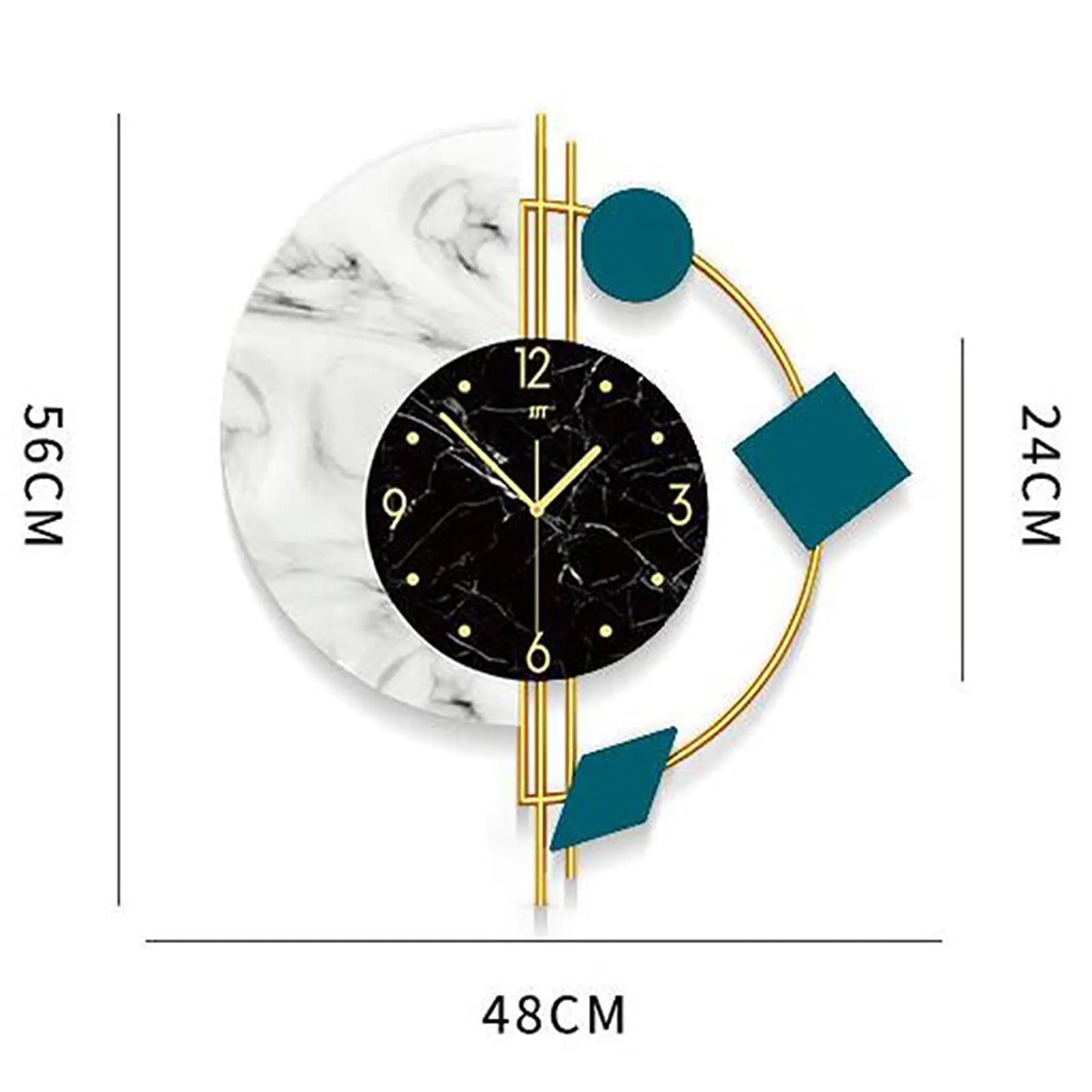 22 Inch Marble Wall Clock Nordic Style Luxury Living Room Silent Non Ticking Battery Operated