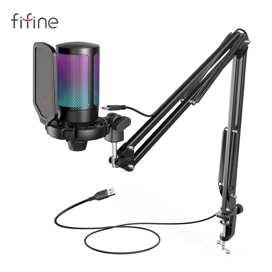 FIFINE USB Gaming Microphone Kit with RGB and Mute Button - Antland Marketplace