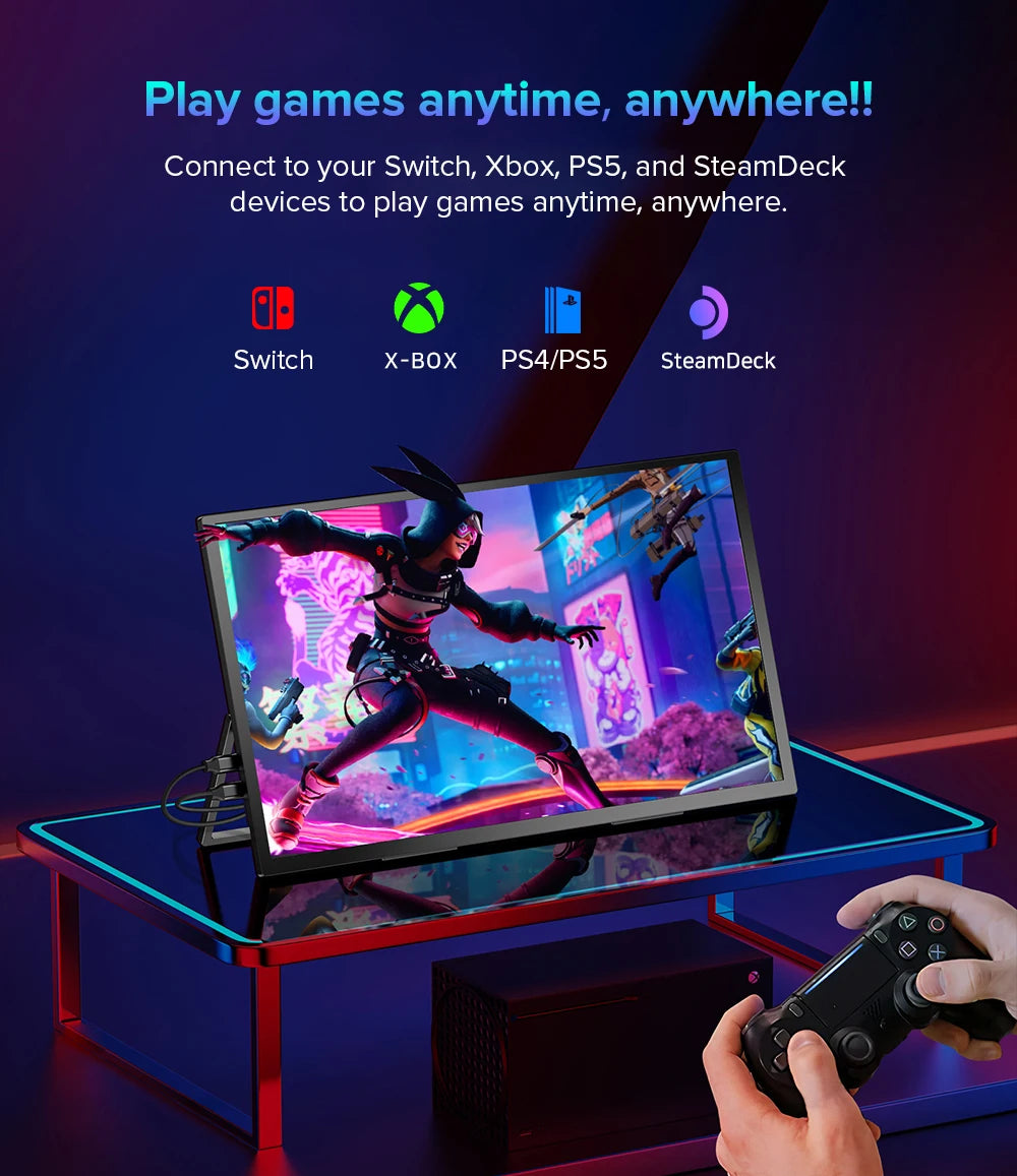 Eviciv T118 18 Inch 4K Portable Gaming Monitor Kickstand