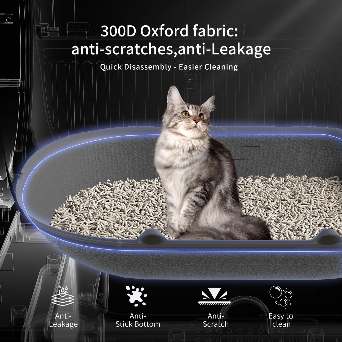 Automatic Self Cleaning Cat Litter Box With App Control