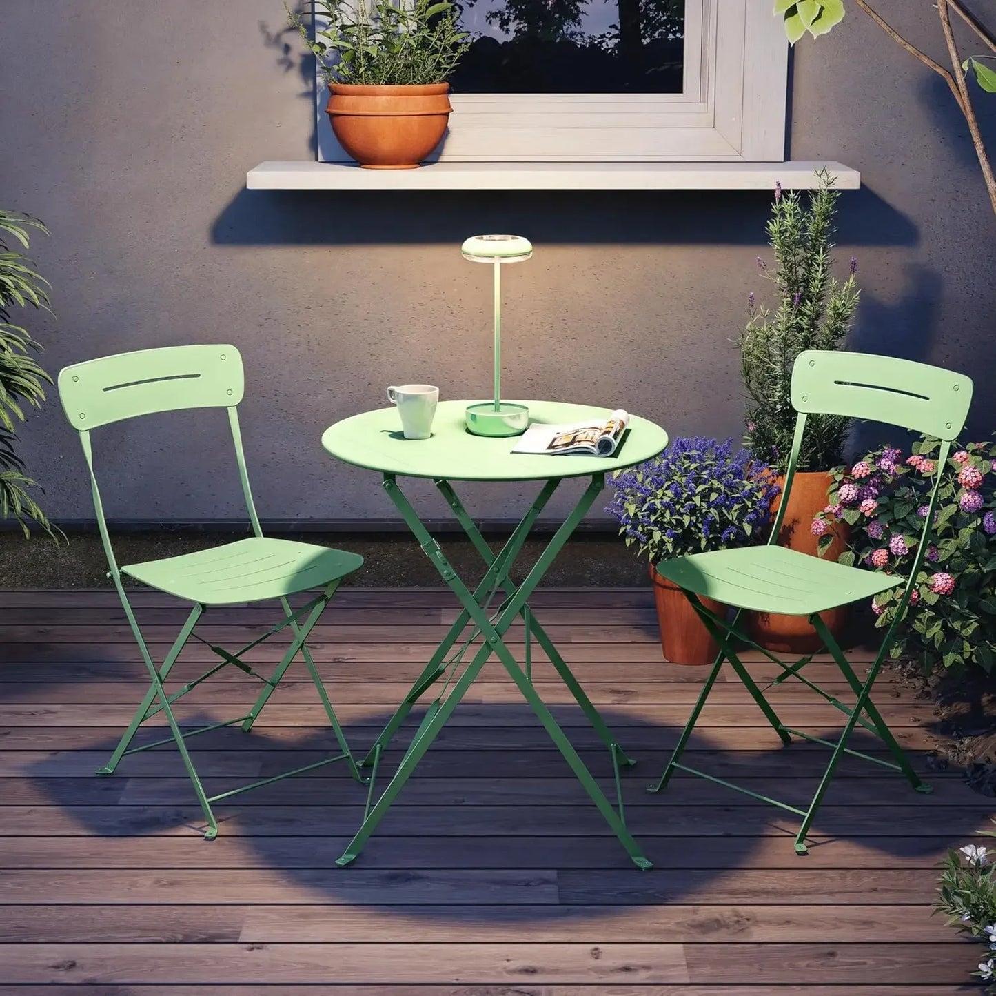 Premium Frame Patio Bistro Set Colorful Folding Furniture