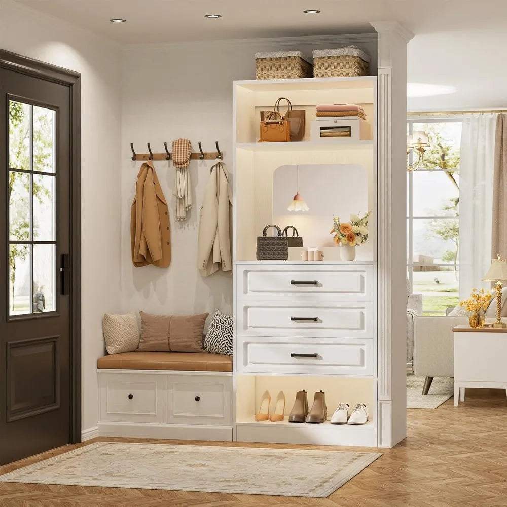 25 Inch Freestanding Closet System With 3 Drawers Mirror