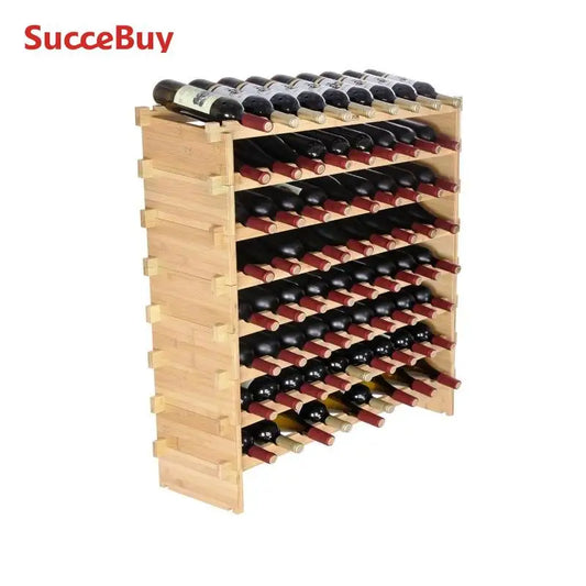 8 Tier Stackable Bamboo Wine Rack Free Standing Storage