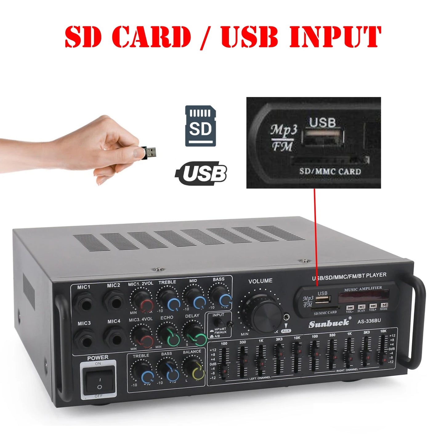 Artudatech 2000W Bluetooth HiFi Karaoke Power Amplifier