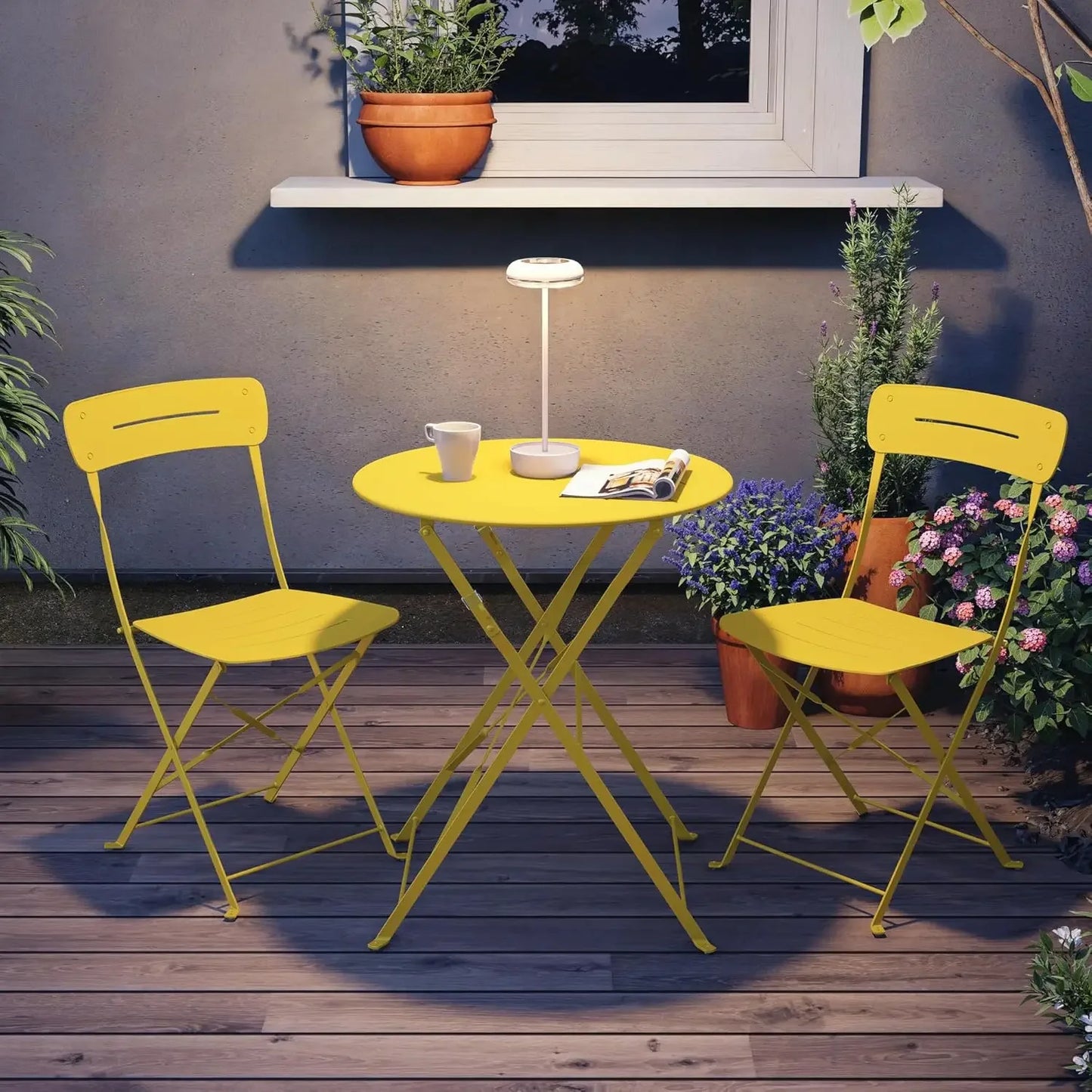 Premium Frame Patio Bistro Set Colorful Folding Furniture