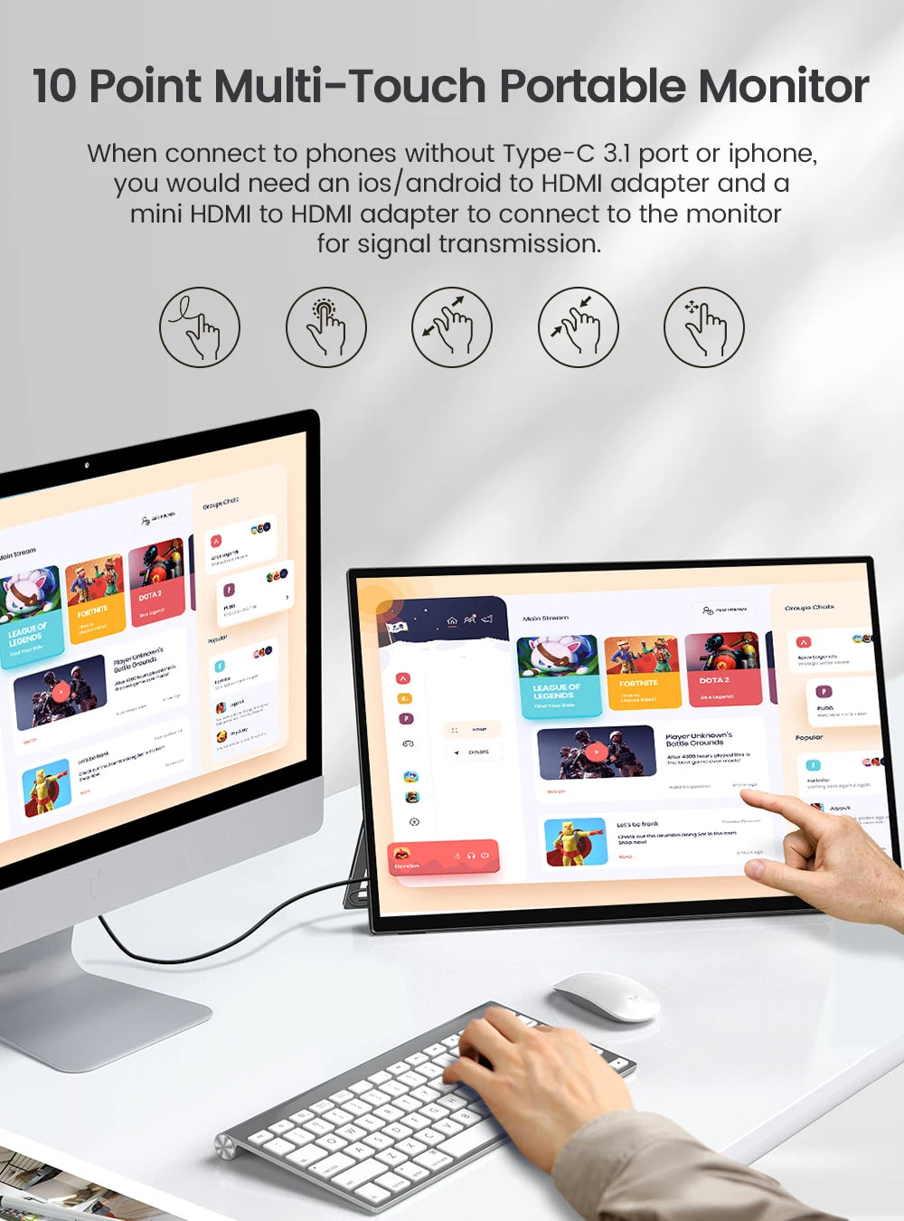 UPERFECT 18.5 Inch 120Hz Touchscreen Portable Monitor VESA