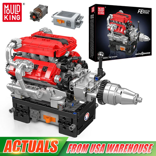 Mould King 10204 Racing Car V8 Engine Building Block Set