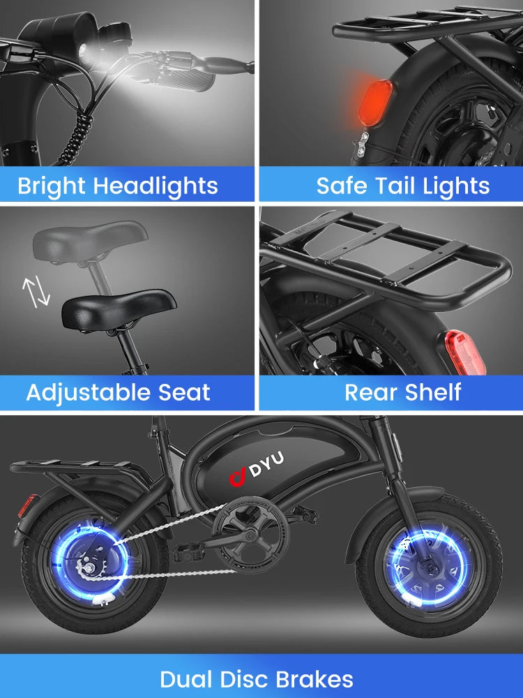 DYU D3F MINI Electric Bike 500W Peak Motor 36V 7 8Ah Battery 14 Inch City