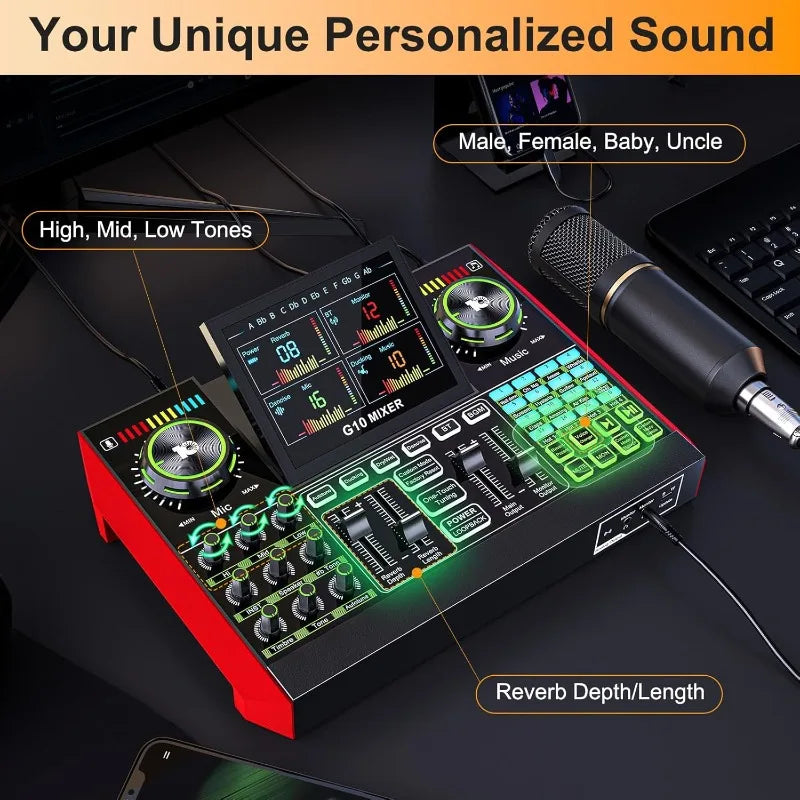 Podcast Microphone Bundle with Audio Mixer for Streaming