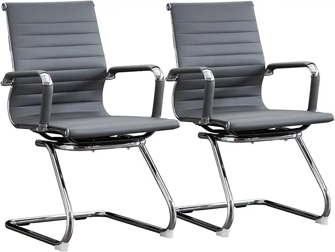 Modern Leather Office Chair Set Of 2 For Reception Rooms
