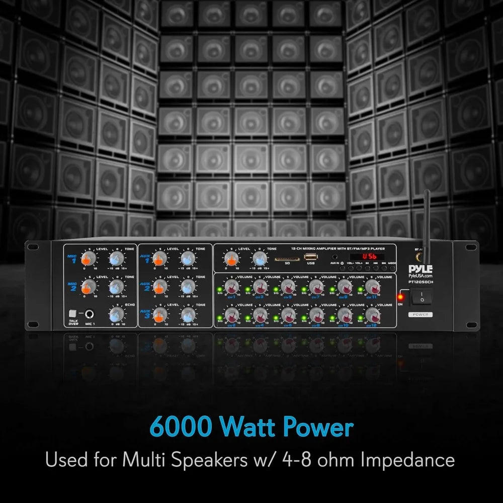 8 Channel 4000W Wireless Bluetooth Power Amplifier System
