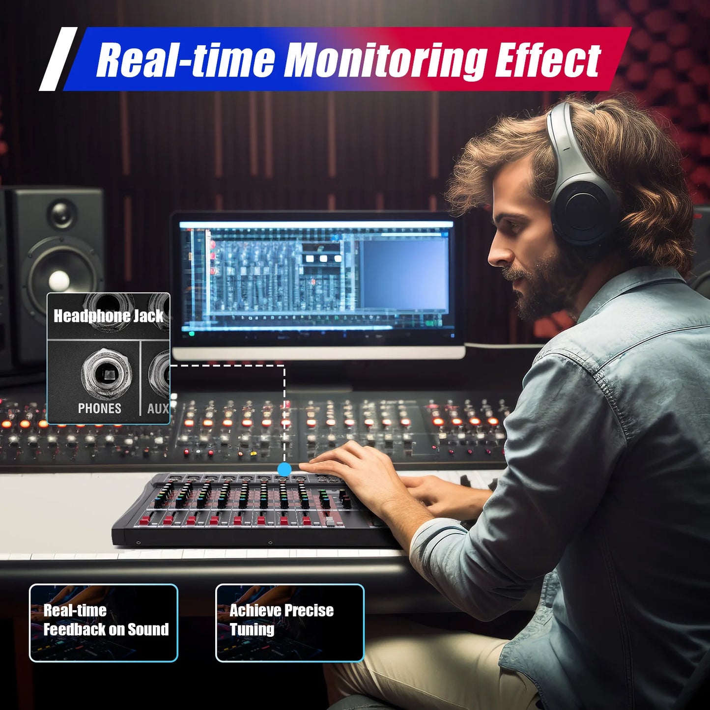 8 Channel Bluetooth Mixing Console with MP3 Recorder