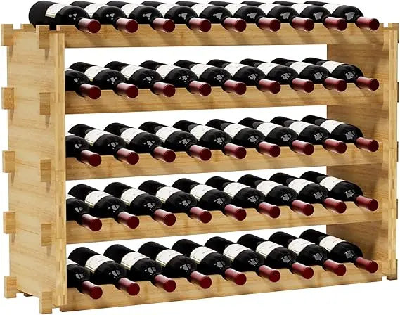 Finnhomy 45 Bottle 5 Tier Natural Bamboo Wine Rack Display