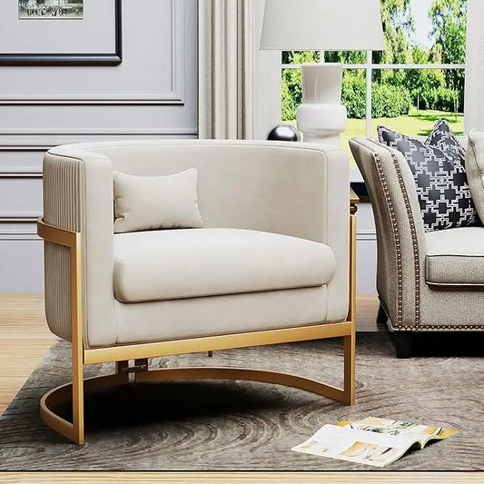 Velvet Barrel Chair With Gold Legs Modern Armchair