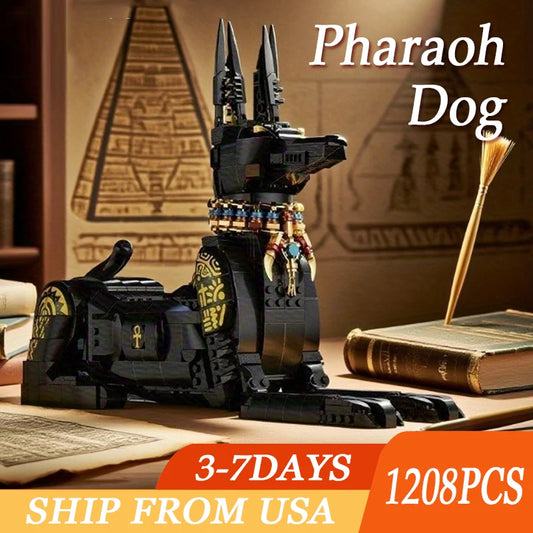 1208 Pcs Black Egyptian Pharaoh Dog Building Blocks Set For Kids Toys Educational Construction Gift
