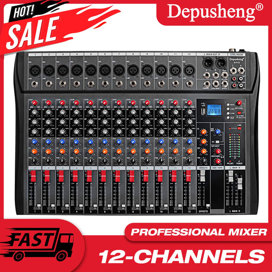 12 Channel USB Mixing Console for DJs and Studios
