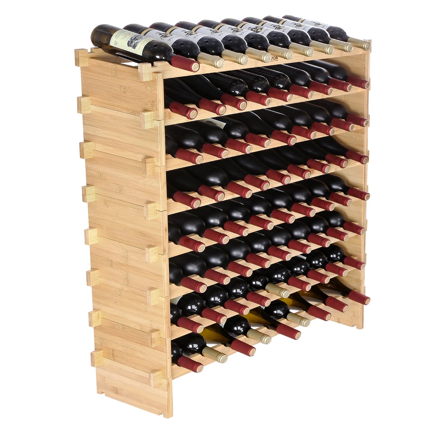 8 Tier Stackable Bamboo Wine Rack Free Standing Storage