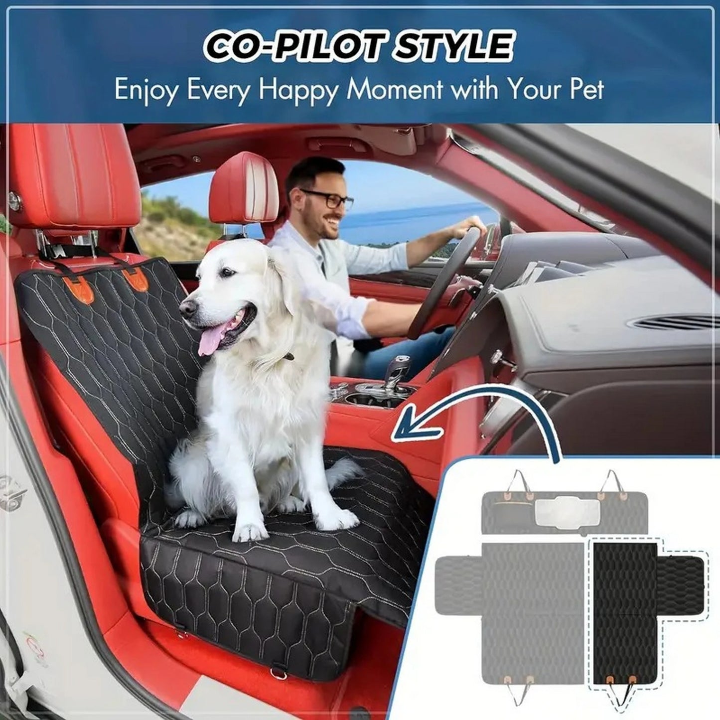 Waterproof Dog Rear Seat Cover With Side Wings Protector