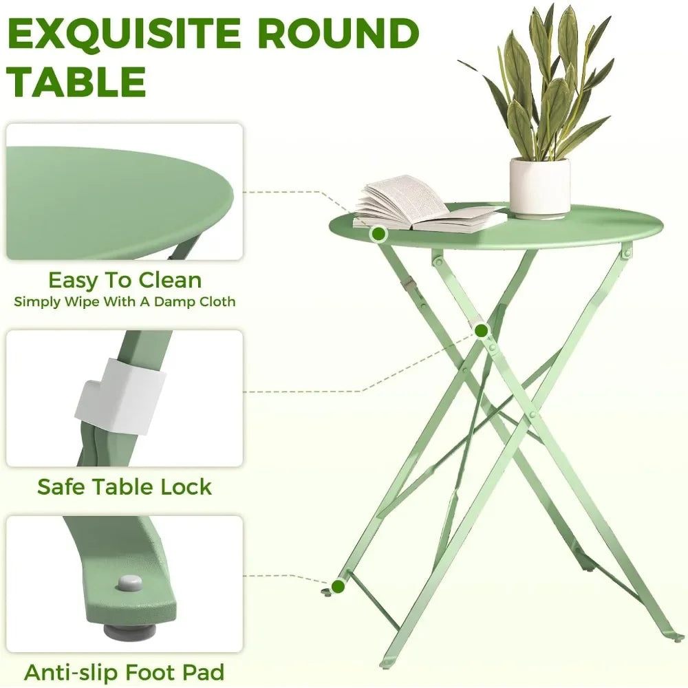 Premium Frame Patio Bistro Set Colorful Folding Furniture