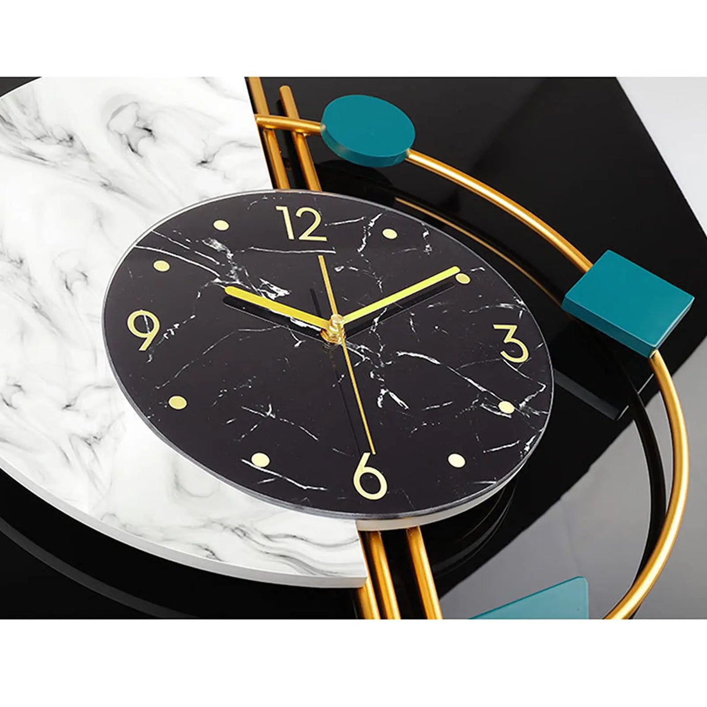 22 Inch Marble Wall Clock Nordic Style Luxury Living Room Silent Non Ticking Battery Operated
