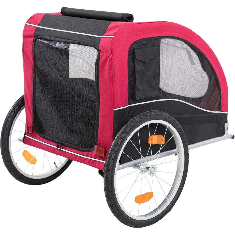 Foldable Dog Bicycle Trailer With Shock Absorbing Tires