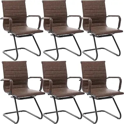 Leather Office Guest Chair With Sled Base For Waiting Room