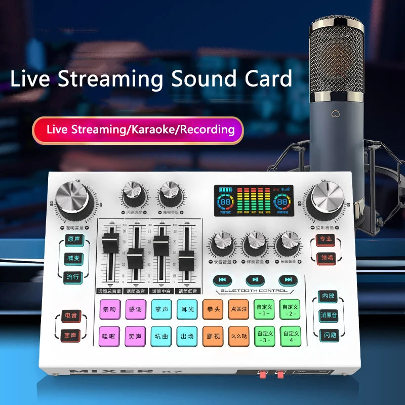 Live Streaming Sound Card X7 Voice Changer and Mixer