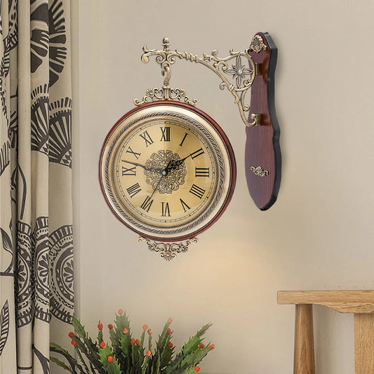 Double Sided Vintage Wall Clock 12 Inch Silent Sweep Design - Antland Marketplace