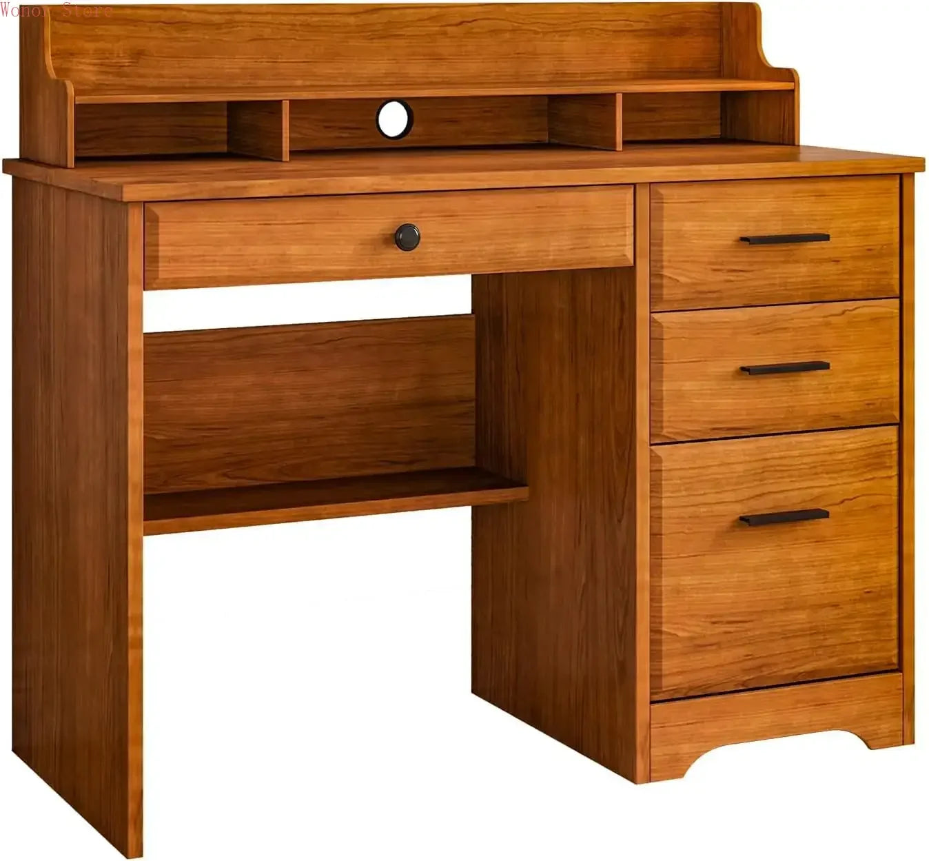 Compact Computer Desk With Drawers And Monitor Stand