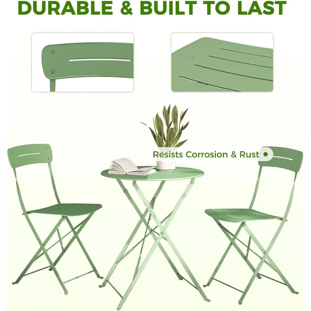 Premium Frame Patio Bistro Set Colorful Folding Furniture