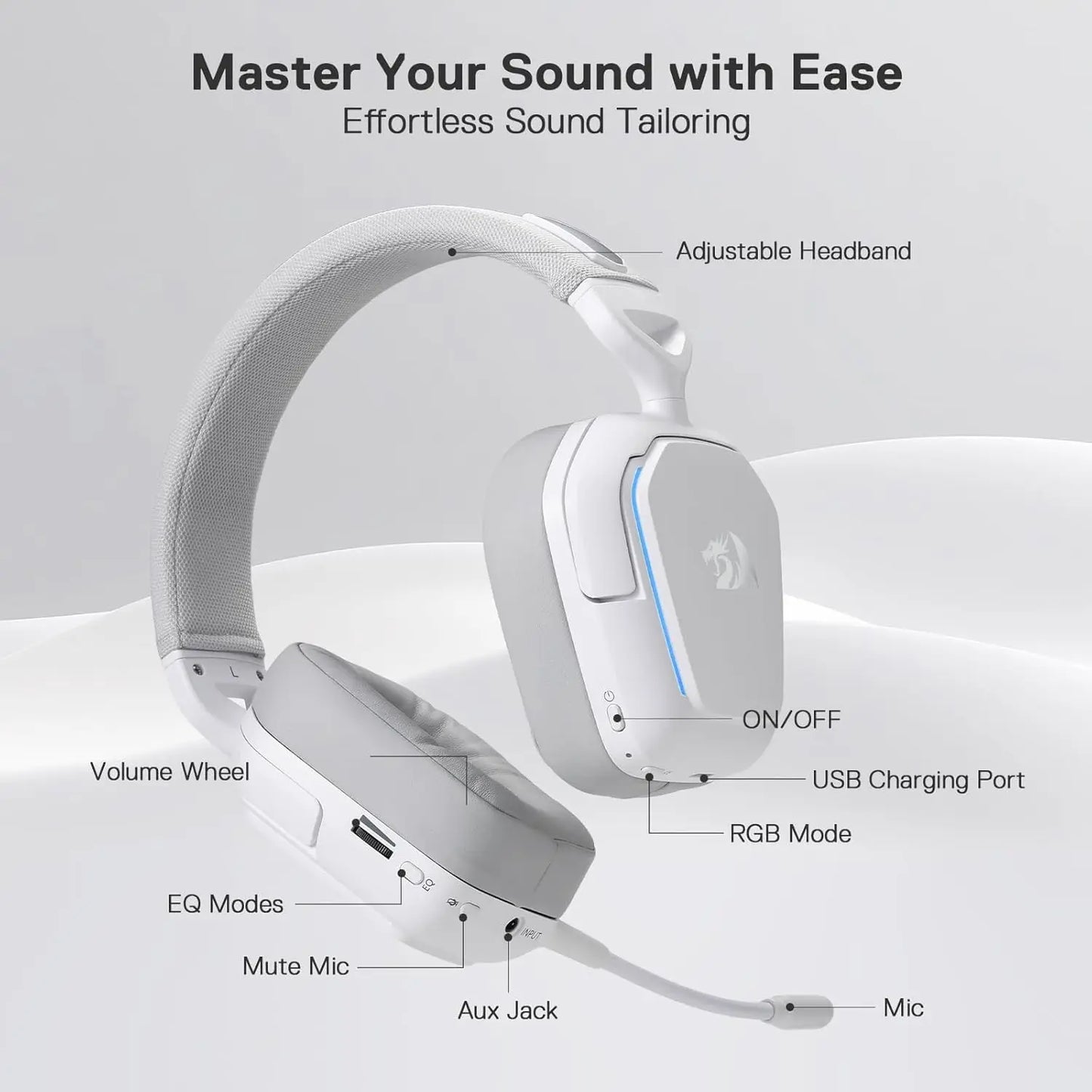 Redragon H868 Wireless RGB 7.1 Surround Sound Gaming Headset