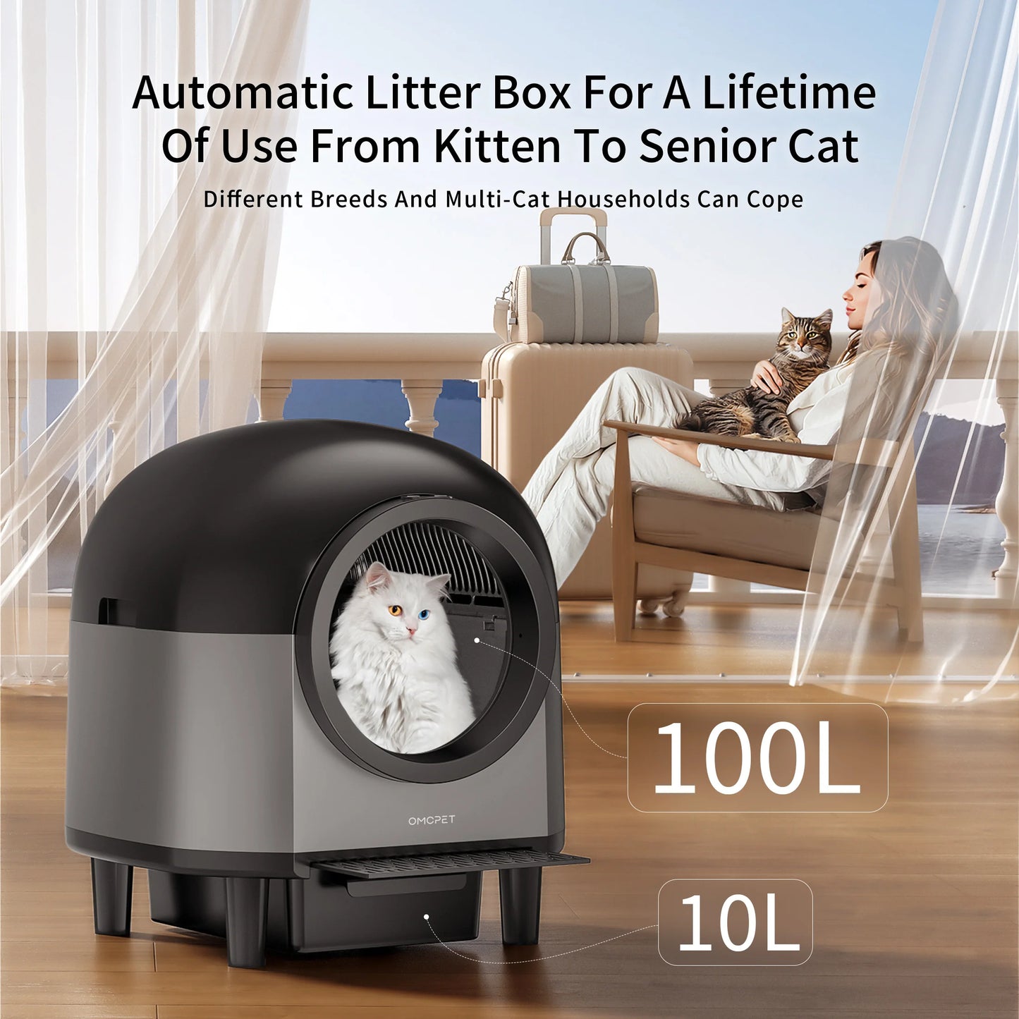 Automatic Self Cleaning Cat Litter Box With App Control
