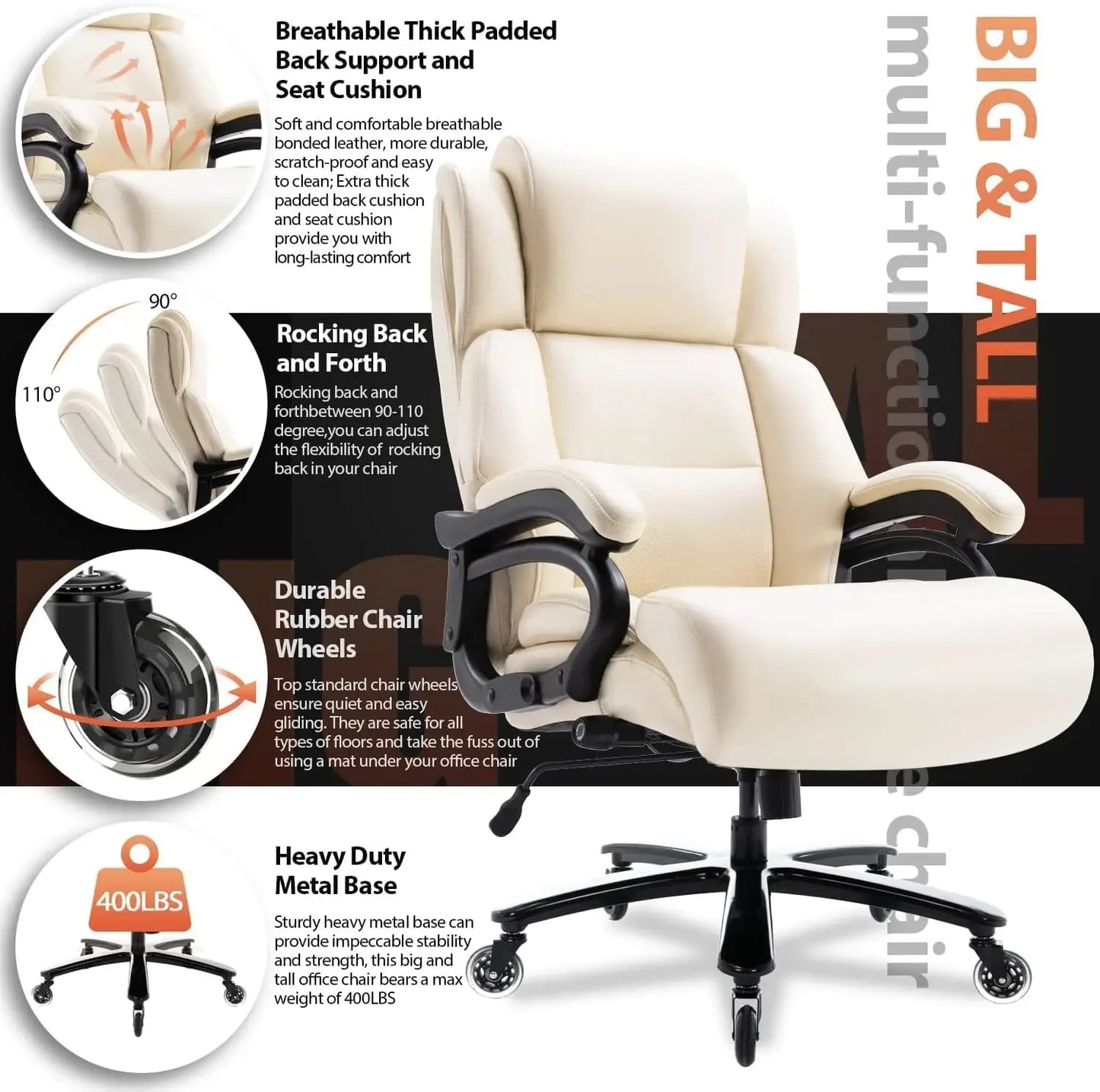Big And Tall Office Chair With Adjustable Lumbar Support