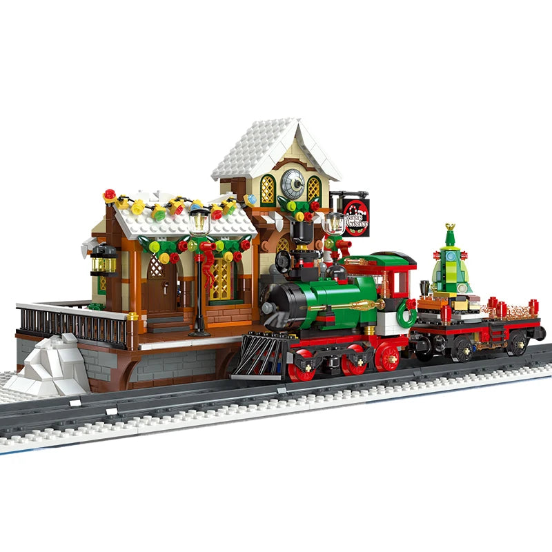 1362 Pieces Christmas Train Station Building Blocks Kit