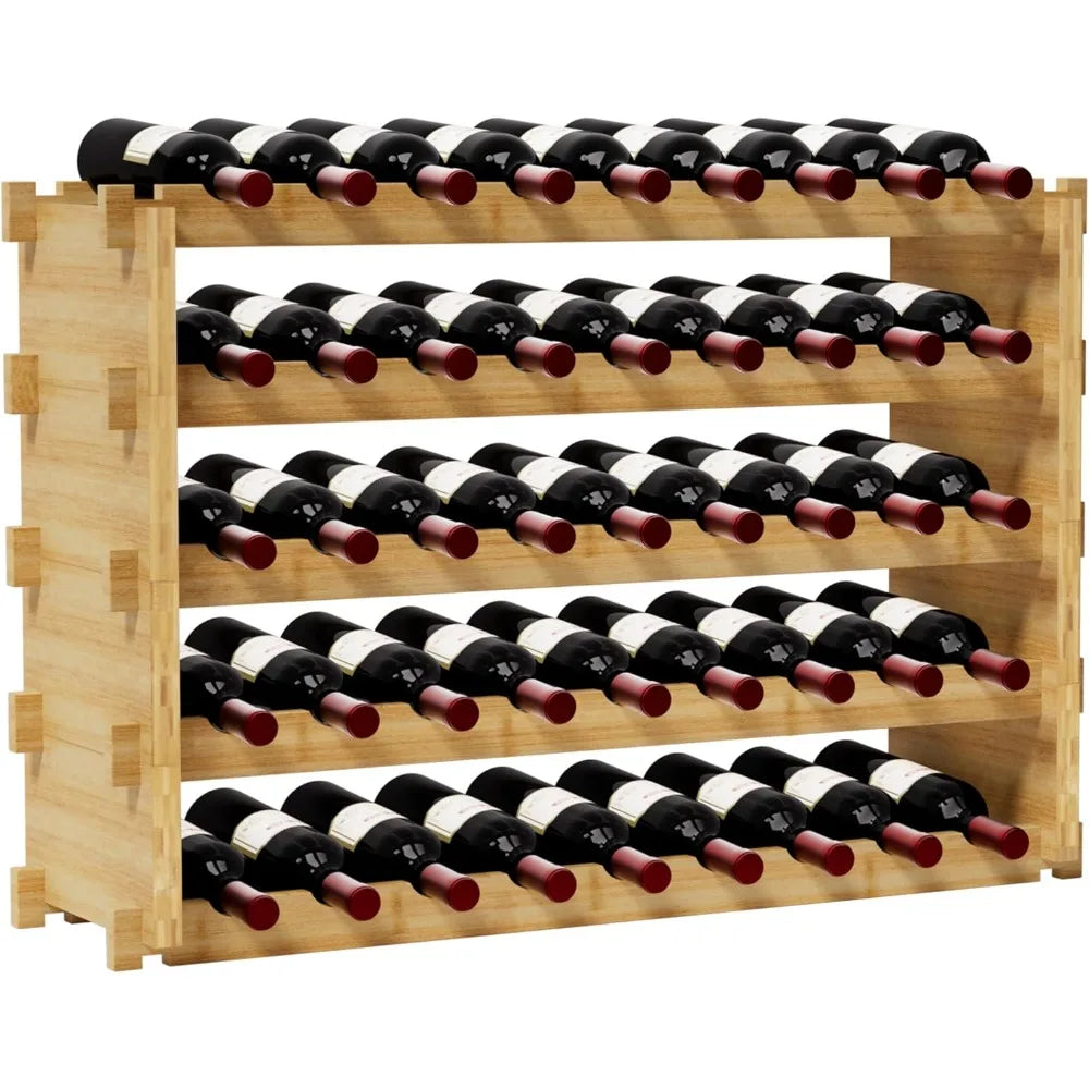 Finnhomy 45 Bottle 5 Tier Natural Bamboo Wine Rack Display