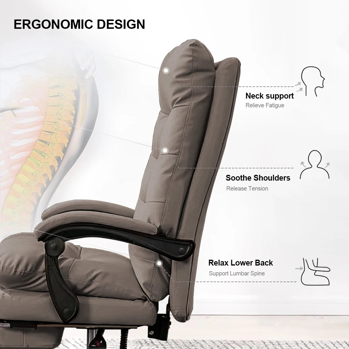 Comfortable High Back Executive Office Chair with Footrest - Antland Marketplace
