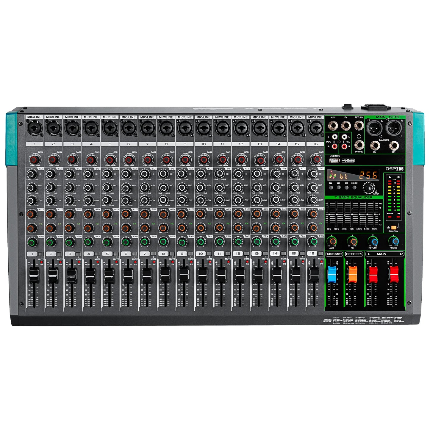 16 Channels DJ Mixer with 256 DSP Effects and USB Connectivity