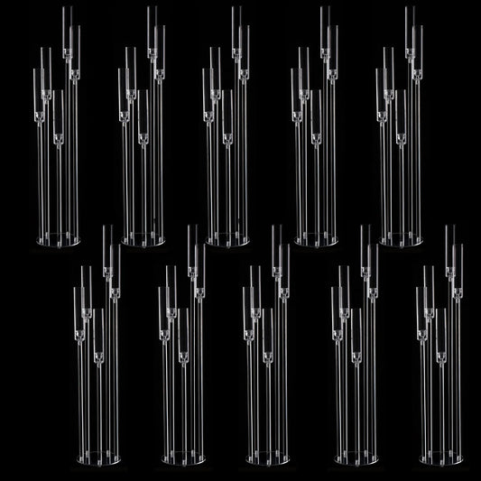 10 Piece Acrylic Five Arm Candelabra Clear Centerpiece