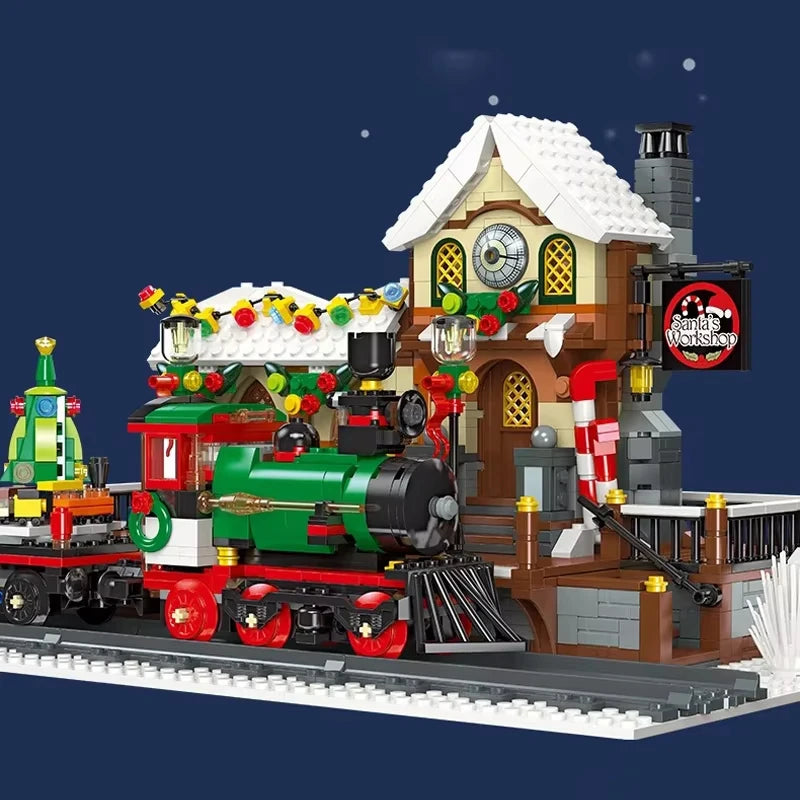 1362 Pieces Christmas Train Station Building Blocks Kit