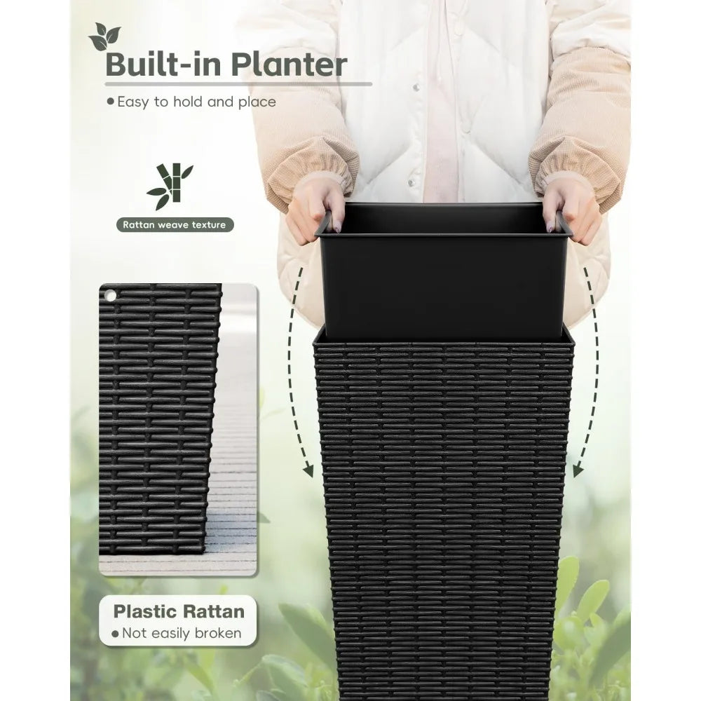Hign Concerned Planters With Rattan Texture Drainage Holes