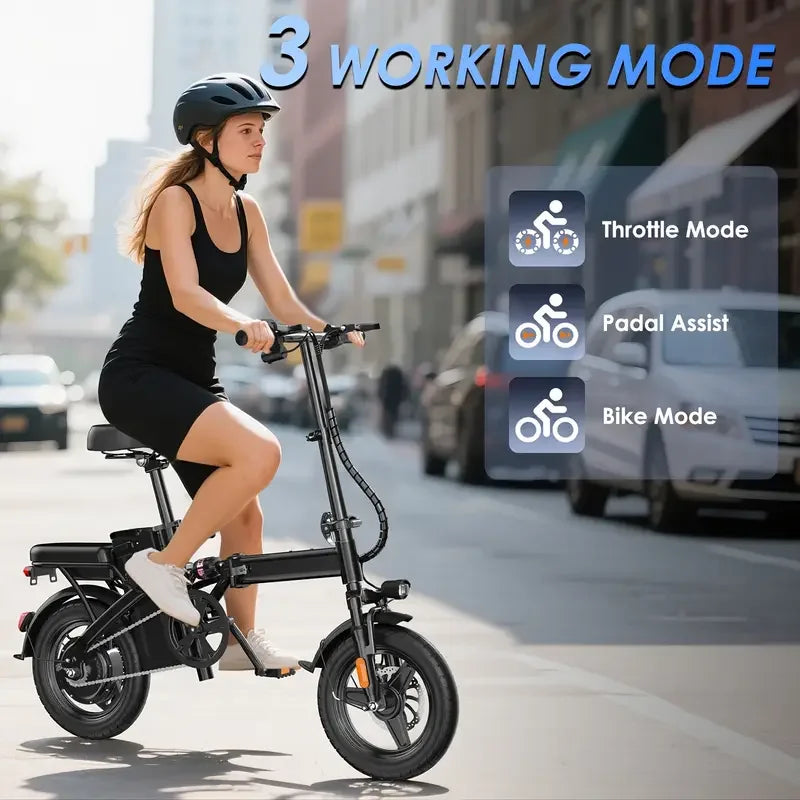 400W Peak Folding E Bike for Adults 19.5 MPH 19 Mile Range