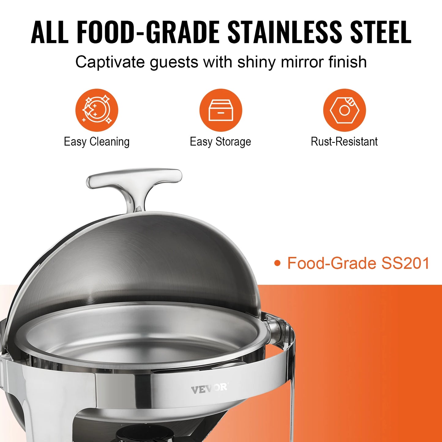 SucceBuy Roll Top Chafing Dish 6 Qt 2 Pack Stainless Steel