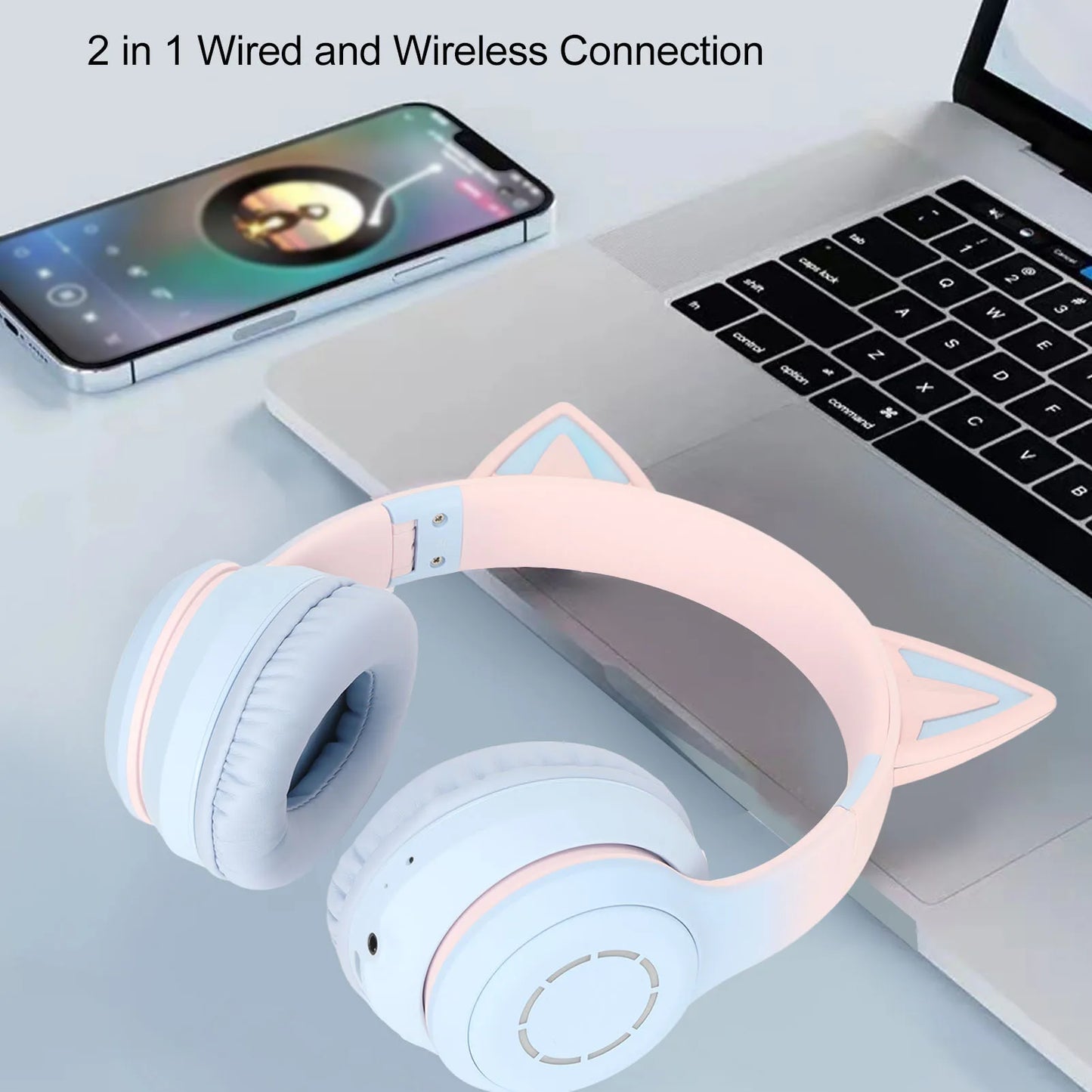 Cat Ear Bluetooth Headset with Detachable Microphone