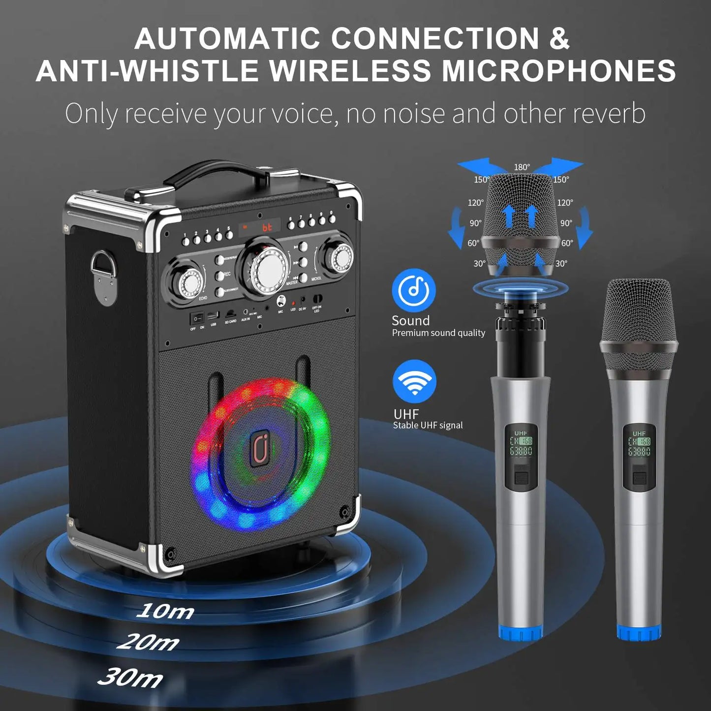 FanFun Karaoke Machine with DJ Disco Ball and 3 Mics