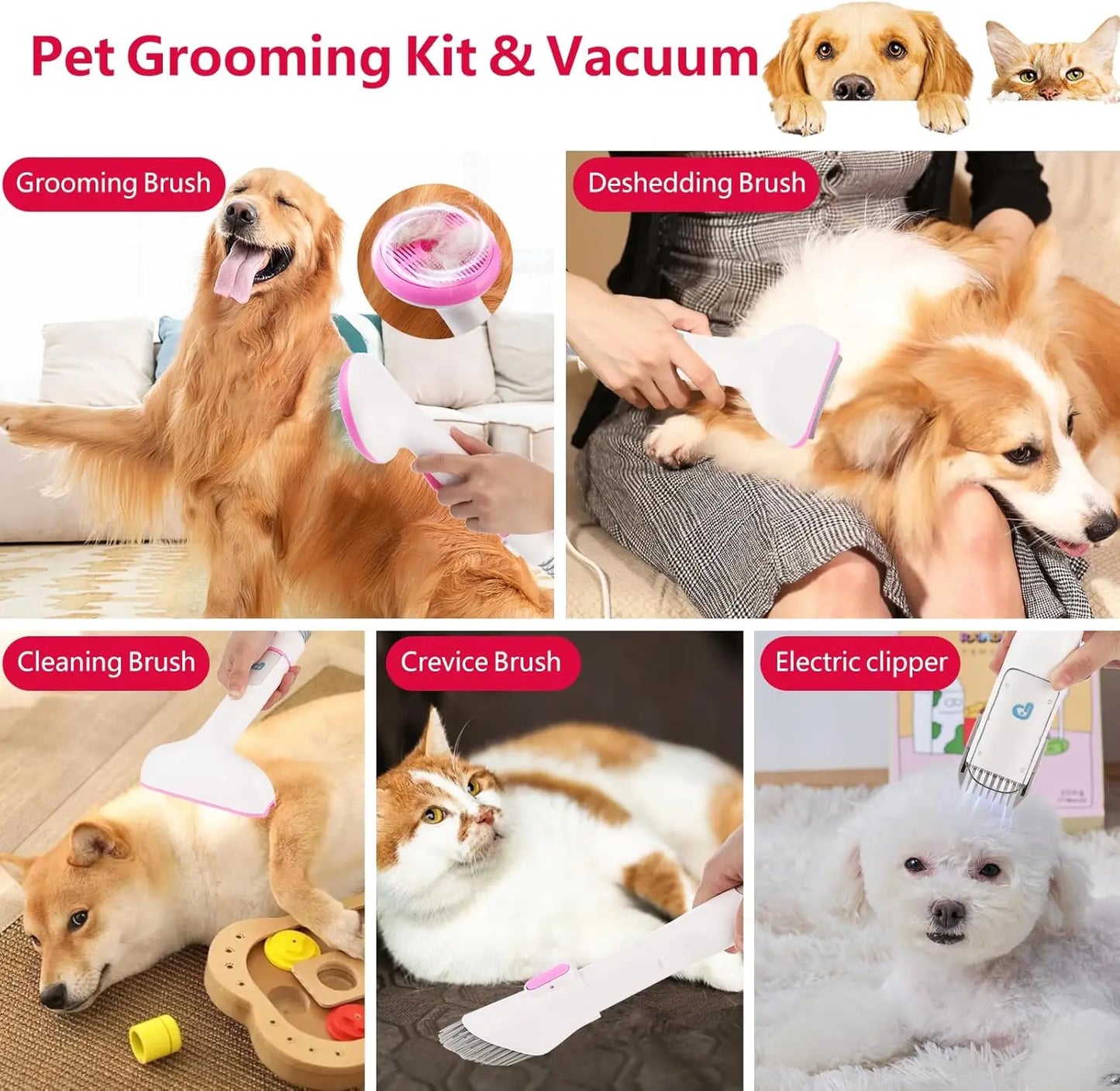 3 In 1 Pet Grooming Vacuum Dryer And Clippers Kit For Dog Hair Cats And More Fur Care