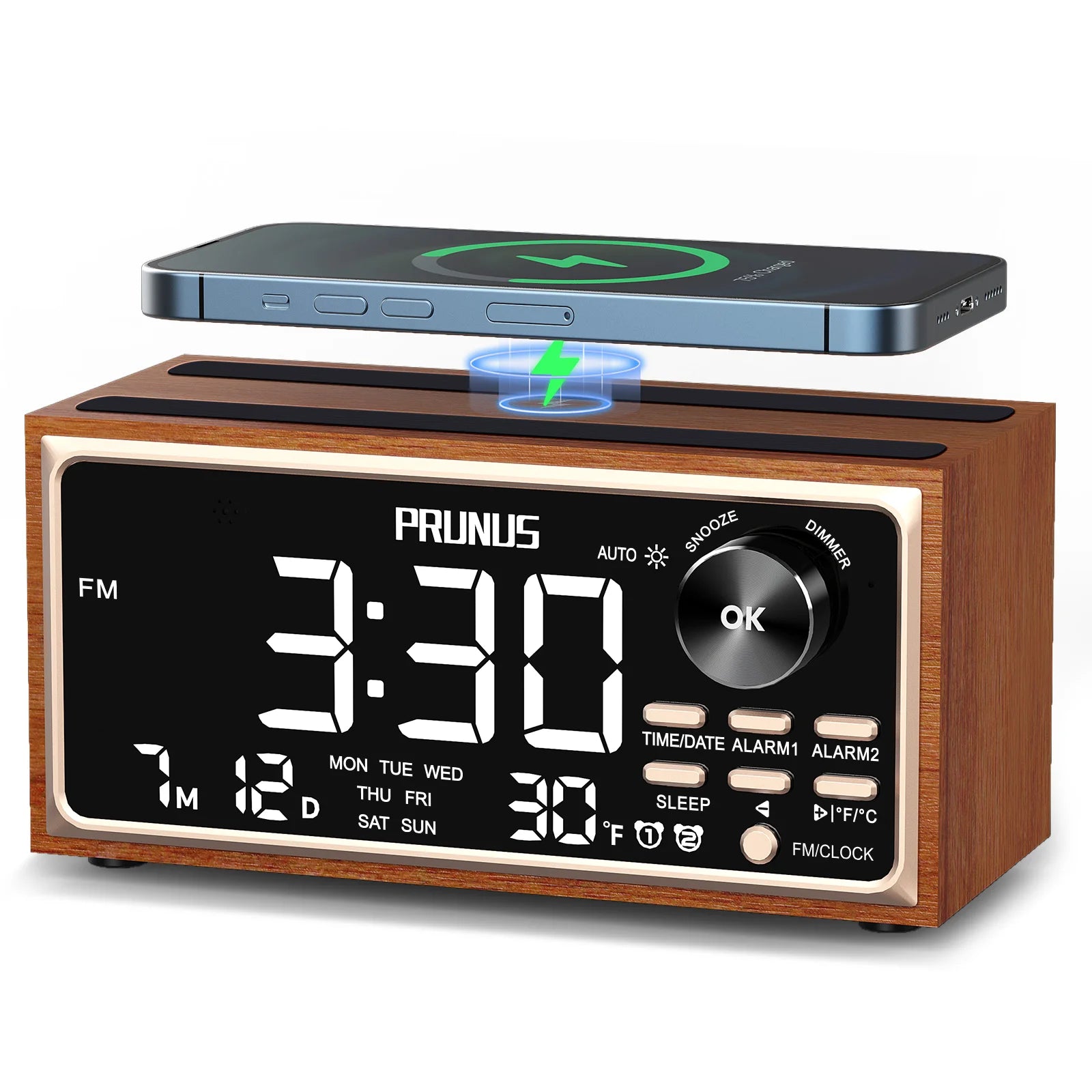 Retro Vintage Dual Alarm Clock Radio with Wireless Charging - Antland Marketplace