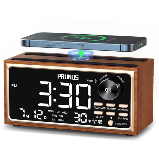 Retro Vintage Dual Alarm Clock Radio with Wireless Charging - Antland Marketplace